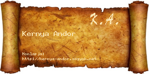 Kernya Andor névjegykártya